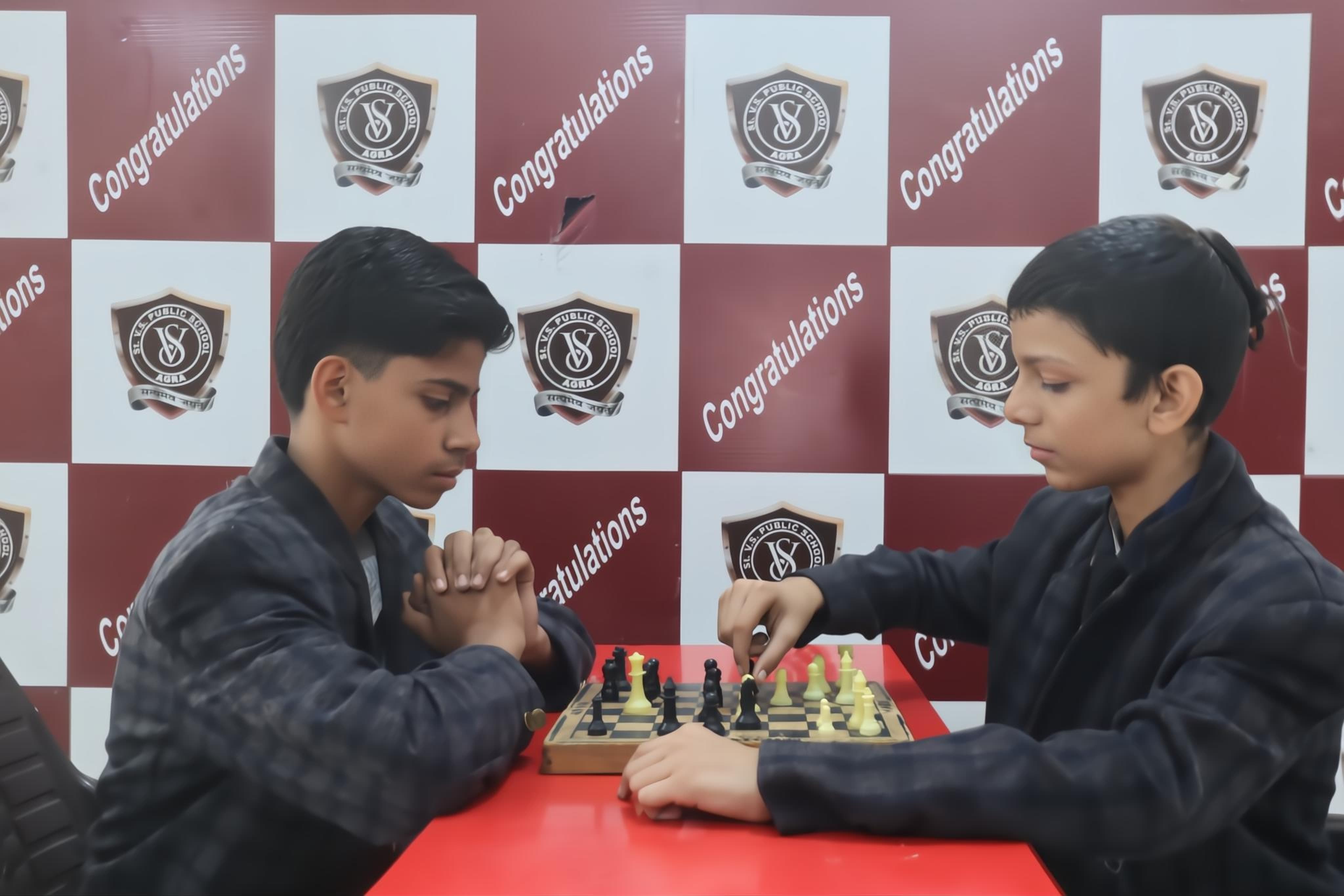 Students playing chess